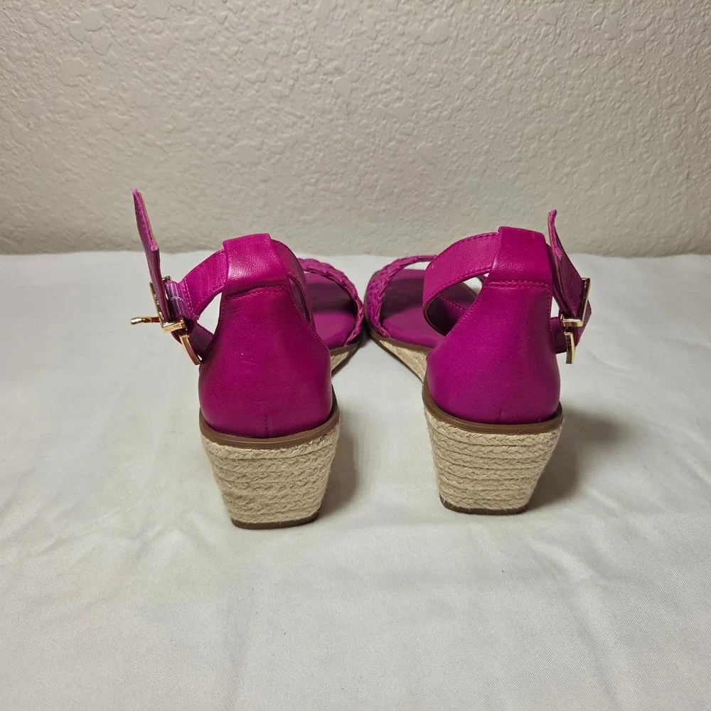 Vince Camuto Magenta Pink Woven Espadrille Wedge Sandals Womens 6.5M 37